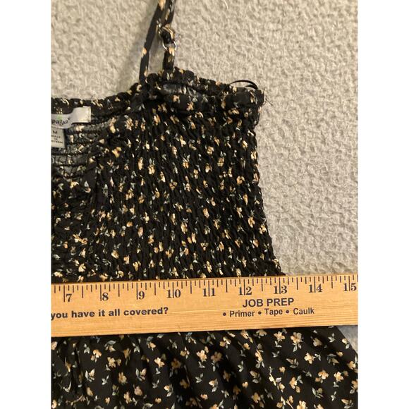Papaya Tank Top Medium Floral Flare Stretch Smocked Black Yellow Cottage Y2K - Picture 12 of 15